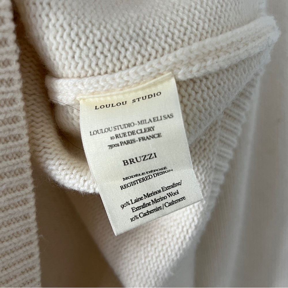 Loulou Studio "Bruzzi" Cream Cashmere & Wool Sweater - Size Medium - Picture 4 of 16